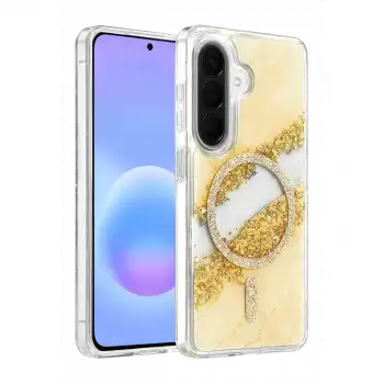 Onegif Samsung Galaxy A37 5g Lotus Simli Magsafe Kapak - Gümüş