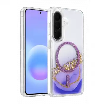 Onegif Samsung Galaxy A56 Lotus Simli Magsafe Kapak - Mor