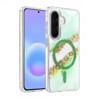 Onegif Samsung Galaxy A57 5g Lotus Simli Magsafe Kapak - Yeşil