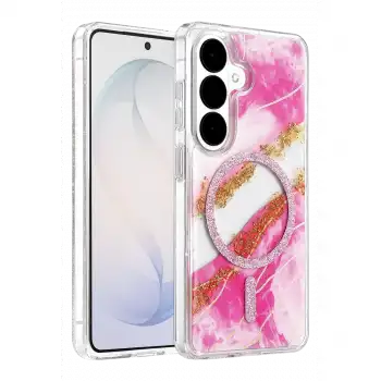 Onegif Samsung Galaxy S26 Lotus Simli Magsafe Kapak - Pembe