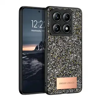 Onegif Xiaomi Mi 14t Pro Bright Simli Kapak - Gümüş