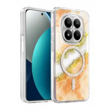 Onegif Xiaomi Redmi Note 15 Pro 4g Lotus Simli Magsafe Kapak - Turuncu