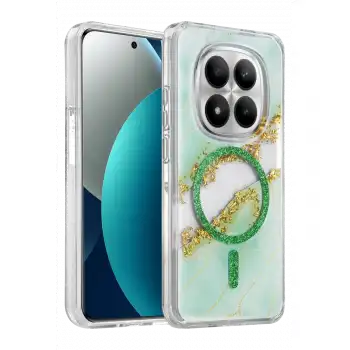 Onegif Xiaomi Redmi Note 15 Pro 4g Lotus Simli Magsafe Kapak - Yeşil