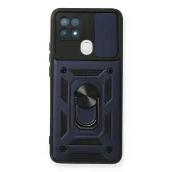 Oppo A15 Kılıf Pars Lens Yüzüklü Silikon - Lacivert