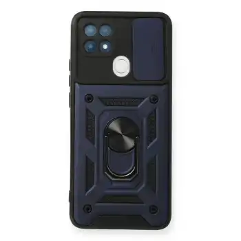 Oppo A15 Kılıf Pars Lens Yüzüklü Silikon - Lacivert