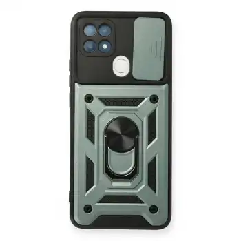 Oppo A15 Kılıf Pars Lens Yüzüklü Silikon - Yeşil