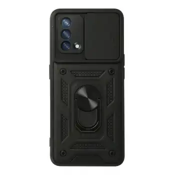 Oppo A74 4g Kılıf Pars Lens Yüzüklü Silikon - Siyah