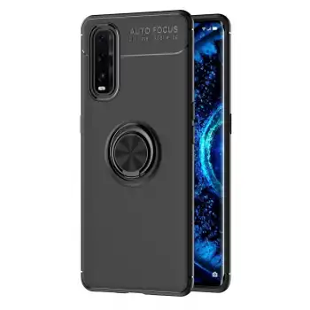 Oppo Find X2 Kılıf Range Yüzüklü Silikon - Siyah
