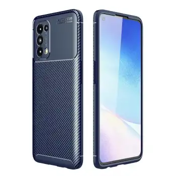 Oppo Reno 5 Kılıf Auto Focus Karbon Kapak - Lacivert