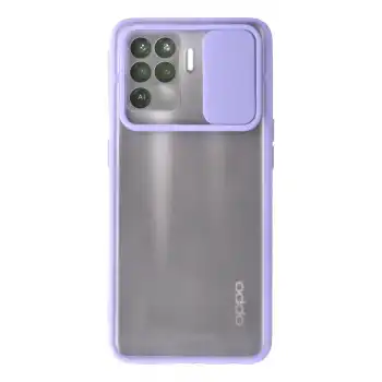 Oppo Reno 5 Lite Kılıf Palm Buzlu Kamera Sürgülü Silikon - Lila