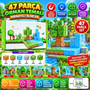 Orman Temalı Mıknatıslı Bloklar 47 Parça
