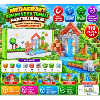 Orman ve Ev Temalı Mıknatıslı Bloklar 119 Parça