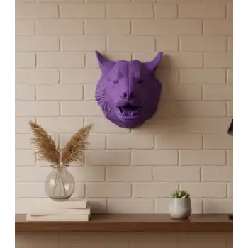 Özel Seri Mor Kurt Duvar Süsü Hediyelik Dekoratif Asılabilir Heykel