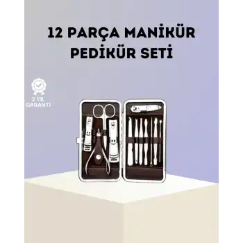 Paslanmaz Çelik Çok Fonksiyonlu 12 Manikür Seti