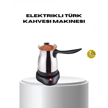 Paslanmaz Çelik Elektrikli Cezve 800W 6 Fincan Kapasiteli