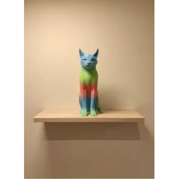Pastel Rainbow Kedi Figürü Masa ve Raf Üstü Ev Dekorasyonu