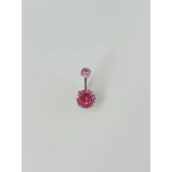 Pembe Taşlı Göbek Piercing