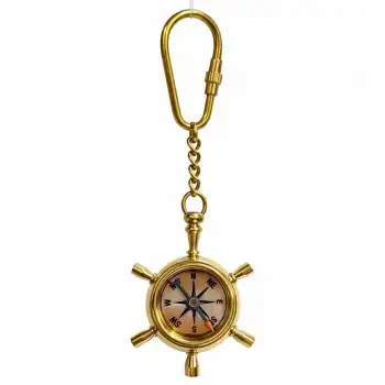 Pirinç Dümenli Pusula Anahtarlık 16123a