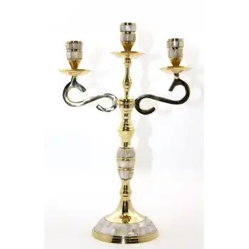 Pirinç Sedefli 3lü Şamdan 18912