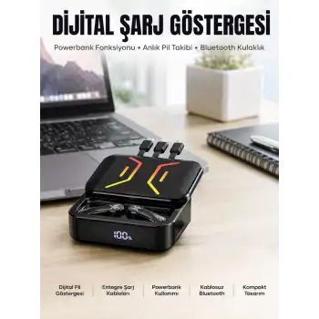 Powerbank Bluetooth Kulaklık Oyuncu Kulaklığı Yüksek Ses Kaliteli Yeni Nesil