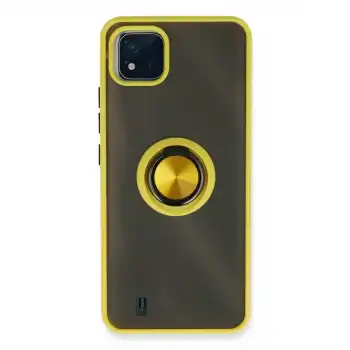 Realme C11 2021 Kılıf Montreal Yüzüklü Silikon Kapak - Sarı