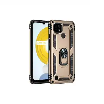 Realme C21 Kılıf Sofya Yüzüklü Silikon Kapak - Gold