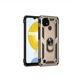 Realme C21 Kılıf Sofya Yüzüklü Silikon Kapak - Gold