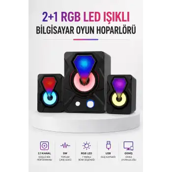 RGB LED Aydınlatmalı Bilgisayar Oyun Hoparlör Sistemi