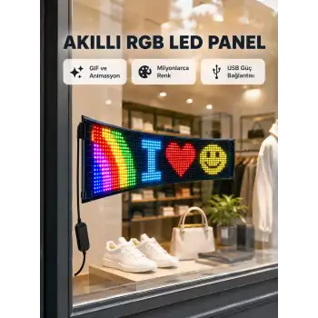 RGB LED Panel – USB Güç Girişli, GIF ve Yazı Gösterimli Akıllı Ekran