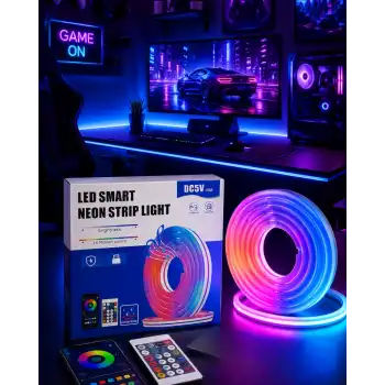 RGB Neon Led Şerit Işık Kumandalı USB Girişli Su Geçirmez Şerit Led