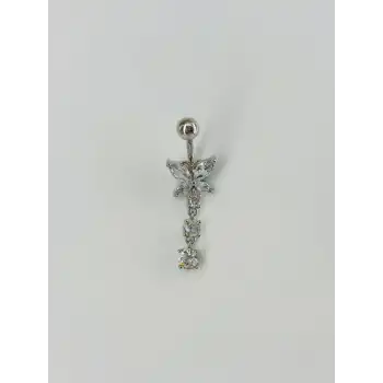 Sallantılı Çiçek Detaylı  Göbek Piercing