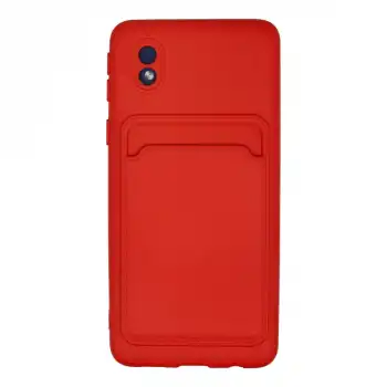 Samsung Galaxy A01 Core Kılıf Kelvin Kartvizitli Silikon - Kırmızı