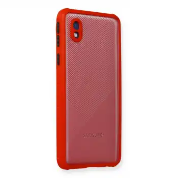 Samsung Galaxy A01 Core Kılıf Miami Şeffaf Silikon - Kırmızı