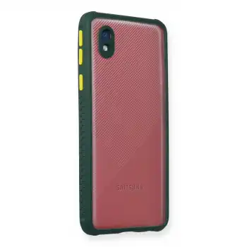 Samsung Galaxy A01 Core Kılıf Miami Şeffaf Silikon - Koyu Yeşil