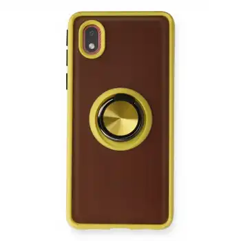 Samsung Galaxy A01 Core Kılıf Montreal Yüzüklü Silikon Kapak - Sarı