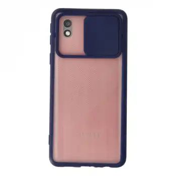 Samsung Galaxy A01 Core Kılıf Palm Buzlu Kamera Sürgülü Silikon - Lacivert