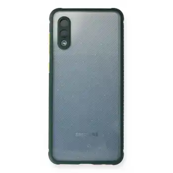 Samsung Galaxy A02 Kılıf Miami Şeffaf Silikon - Koyu Yeşil