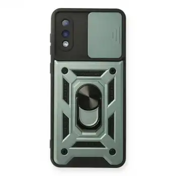 Samsung Galaxy A02 Kılıf Pars Lens Yüzüklü Silikon - Yeşil