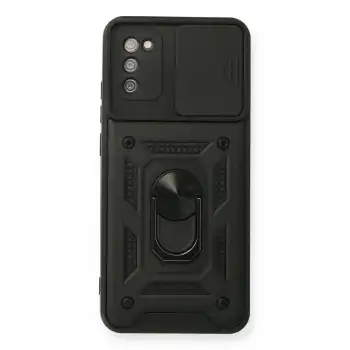 Samsung Galaxy A02s Kılıf Pars Lens Yüzüklü Silikon - Siyah