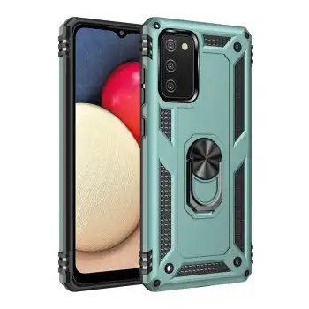 Samsung Galaxy A02s Kılıf Sofya Yüzüklü Silikon Kapak - Yeşil