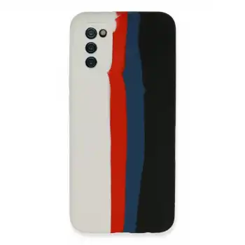Samsung Galaxy A03s Kılıf Ebruli Lansman Silikon - Beyaz-siyah