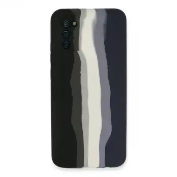 Samsung Galaxy A03s Kılıf Ebruli Lansman Silikon - Siyah-lacivert