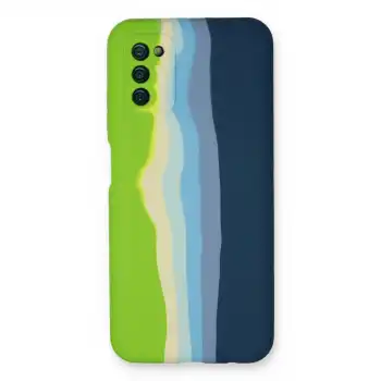 Samsung Galaxy A03s Kılıf Ebruli Lansman Silikon - Yeşil-koyu Yeşil