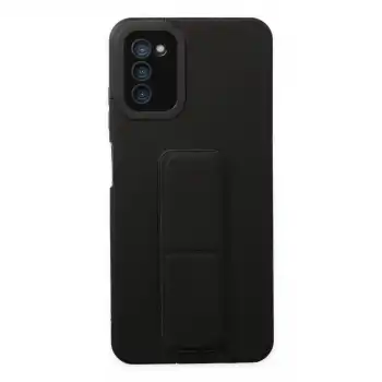 Samsung Galaxy A03s Kılıf Mega Standlı Silikon - Siyah