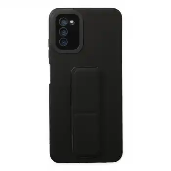 Samsung Galaxy A03s Kılıf Mega Standlı Silikon - Siyah