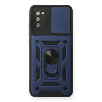 Samsung Galaxy A03s Kılıf Pars Lens Yüzüklü Silikon - Lacivert
