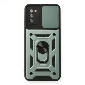 Samsung Galaxy A03s Kılıf Pars Lens Yüzüklü Silikon - Yeşil