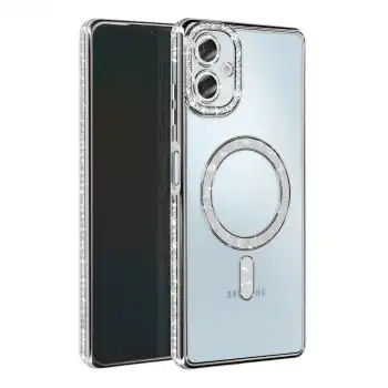 Samsung Galaxy A06 Joke Simli Magneticsafe Kılıf - Gümüş