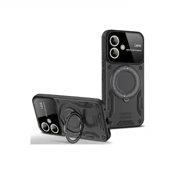 Samsung Galaxy A06 Kılıf Joy Lens Standlı Kapak - Siyah