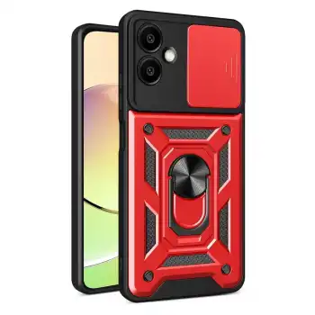 Samsung Galaxy A07 4g Pars Lens Yüzüklü Silikon - Kırmızı